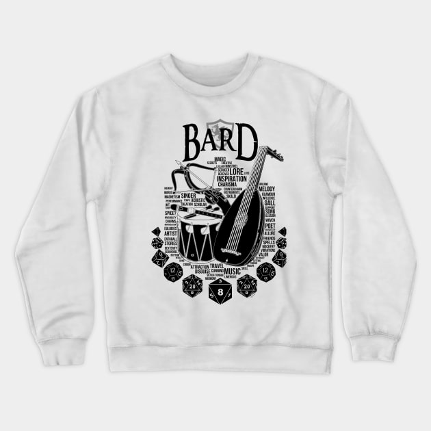 RPG Class Series: Bard - Black Version Crewneck Sweatshirt by Milmino